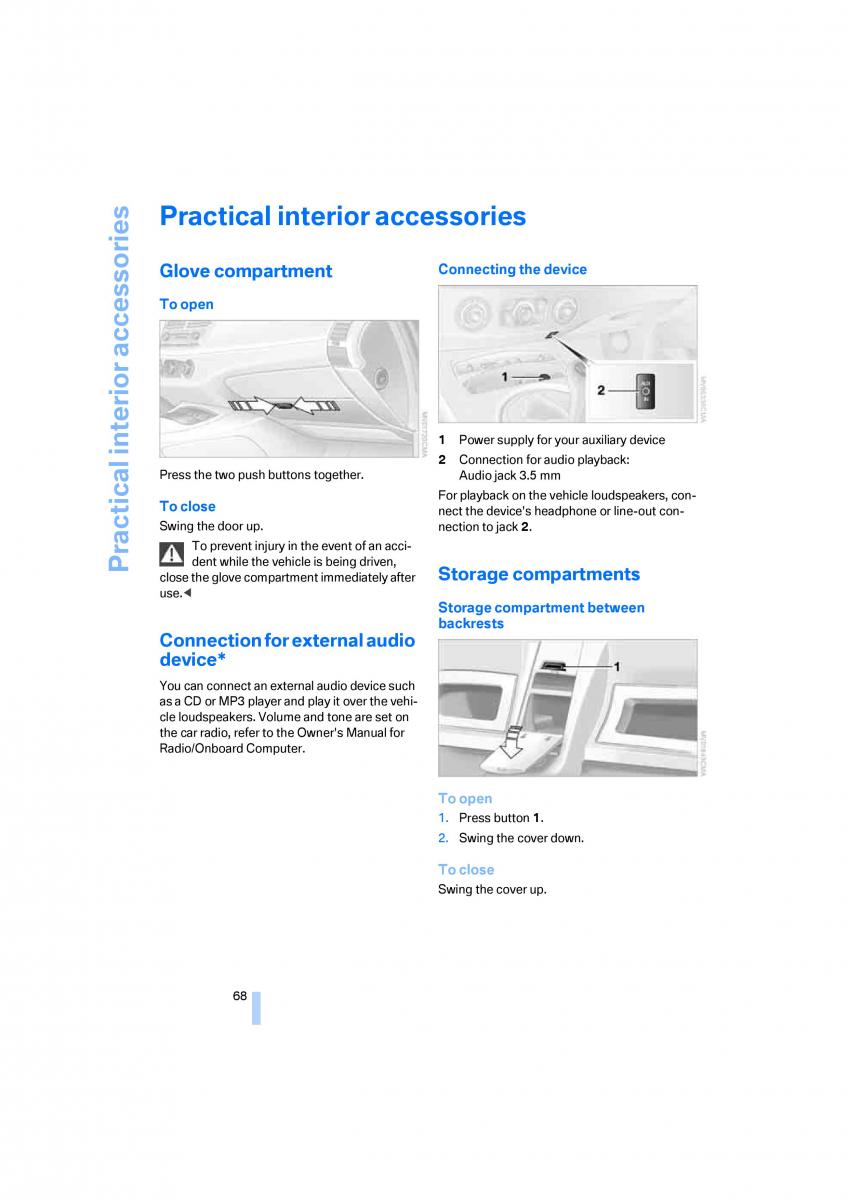 BMW Z4 E89 owners manual / page 70