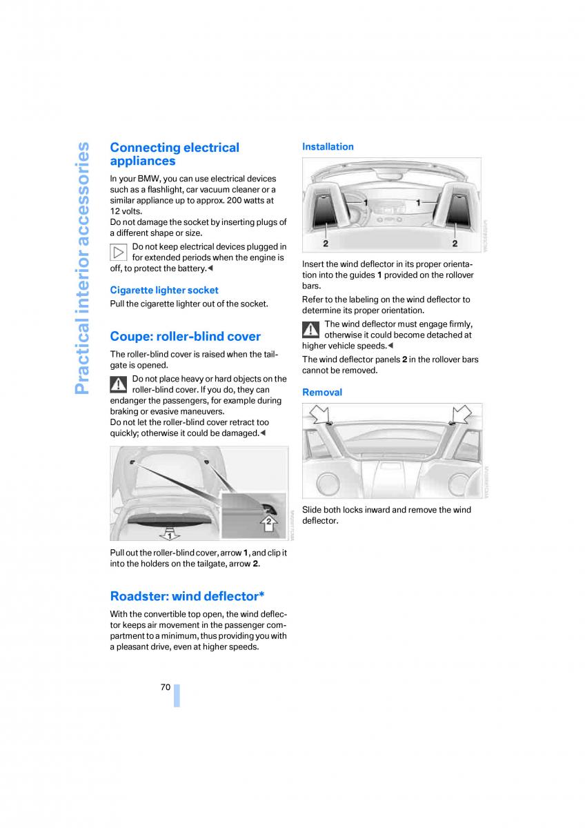 BMW Z4 E89 owners manual / page 72