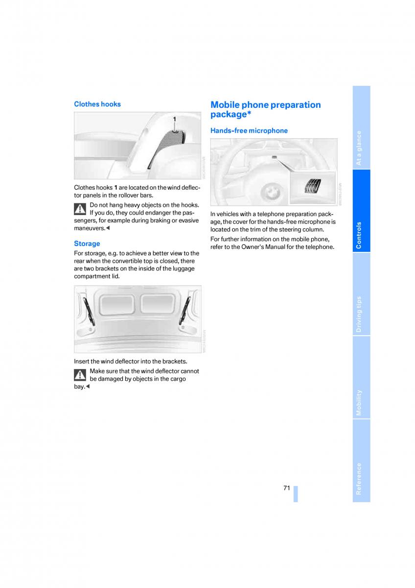 BMW Z4 E89 owners manual / page 73