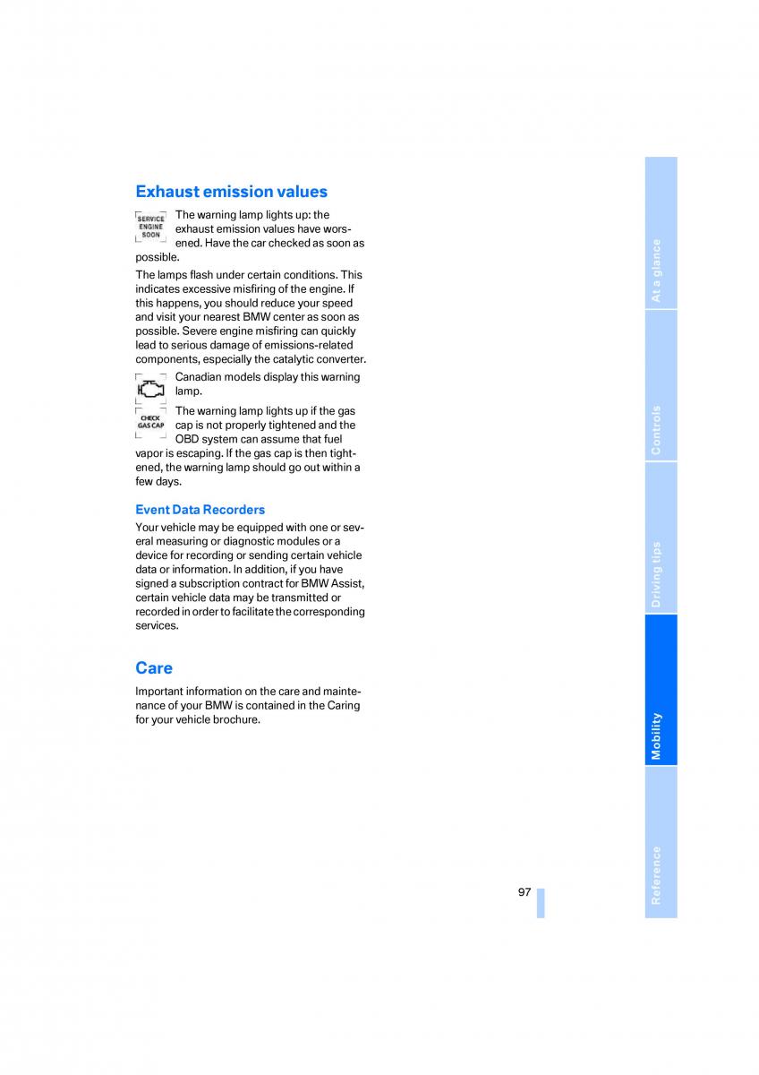 BMW Z4 E89 owners manual / page 99