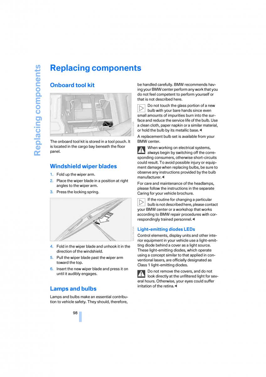 BMW Z4 E89 owners manual / page 100