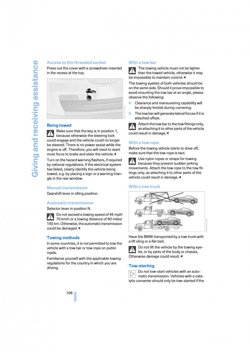 BMW Z4 E89 owners manual / page 108