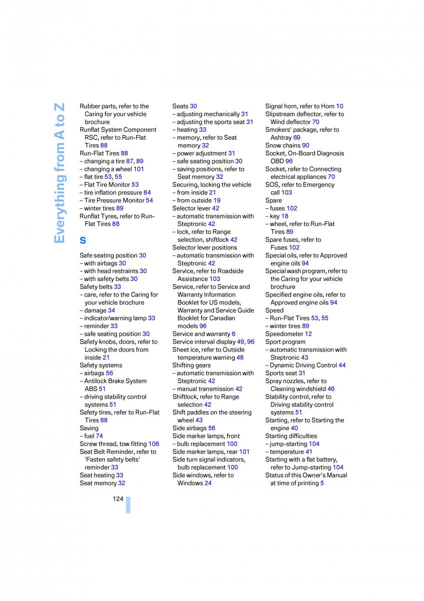 BMW Z4 E89 owners manual / page 126