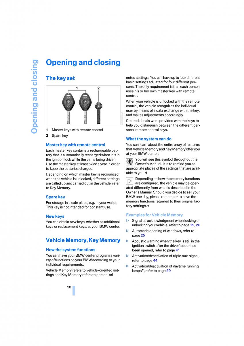 BMW Z4 E89 owners manual / page 20