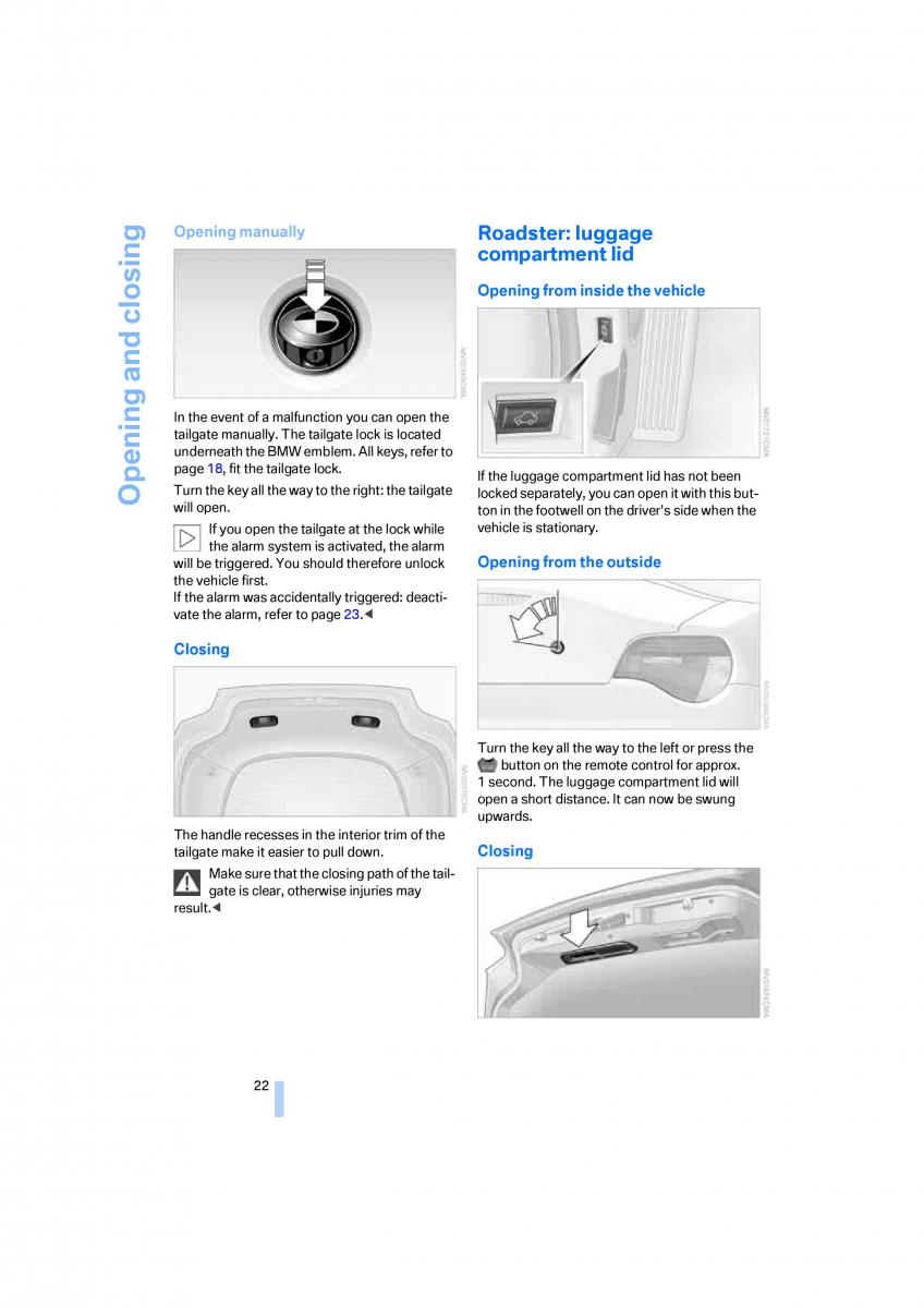 BMW Z4 E89 owners manual / page 24