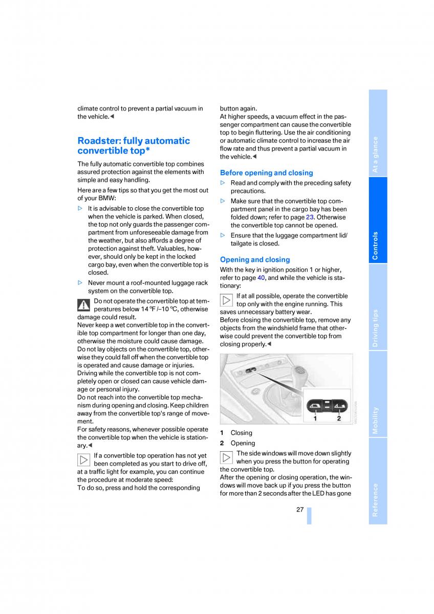 BMW Z4 E89 owners manual / page 29