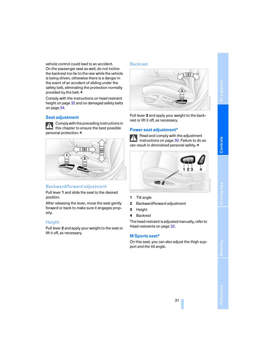 BMW Z4 E89 owners manual / page 33