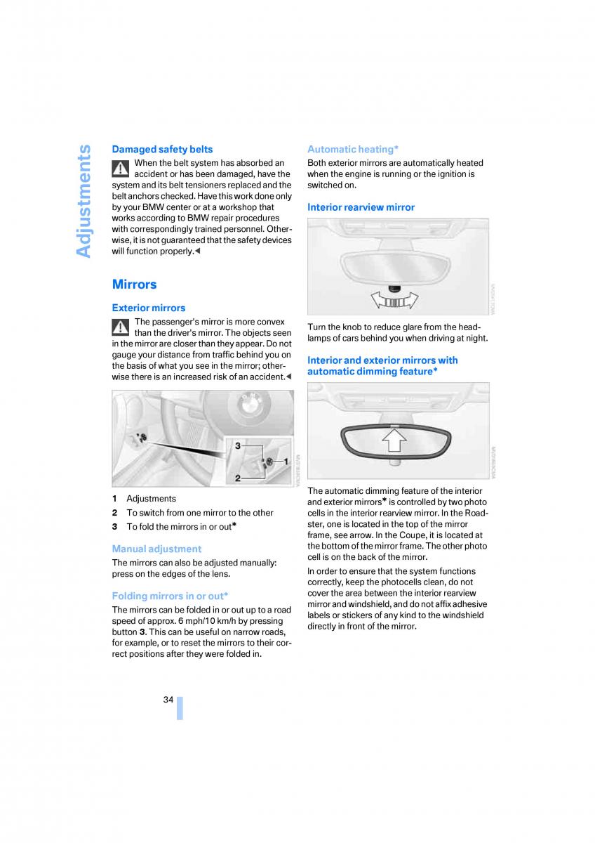 BMW Z4 E89 owners manual / page 36