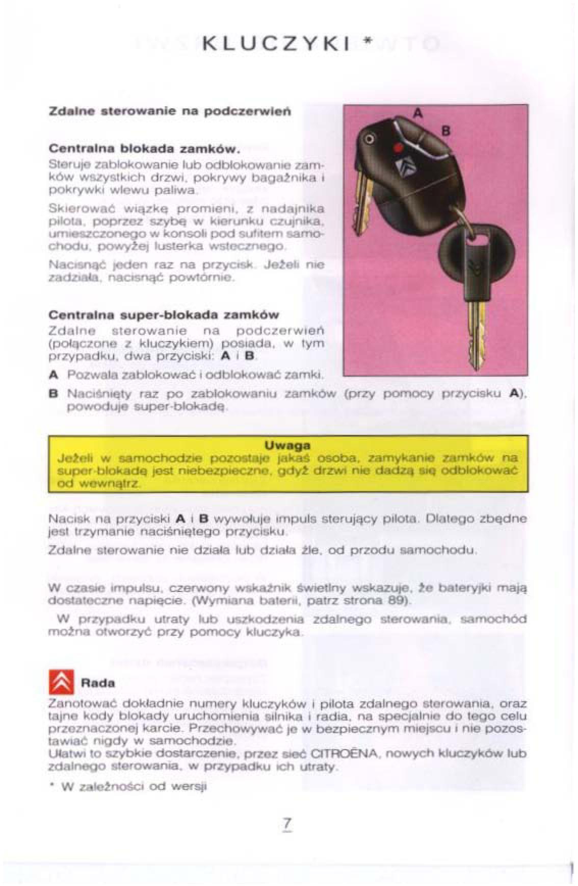 Citroen Xantia I 1 instrukcja obslugi / page 6