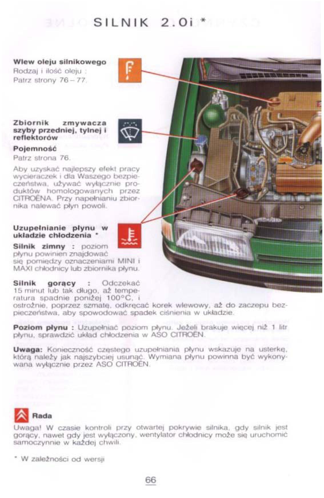 Citroen Xantia I 1 instrukcja obslugi / page 62