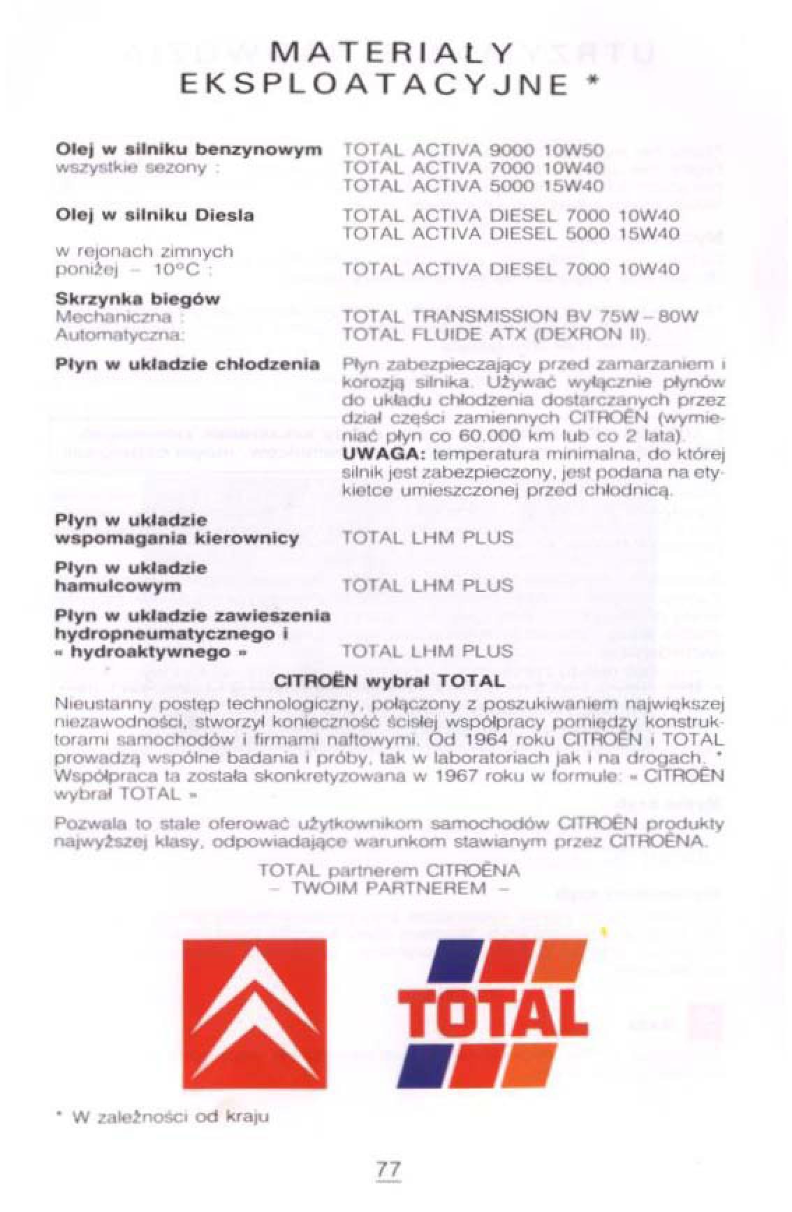 Citroen Xantia I 1 instrukcja obslugi / page 73