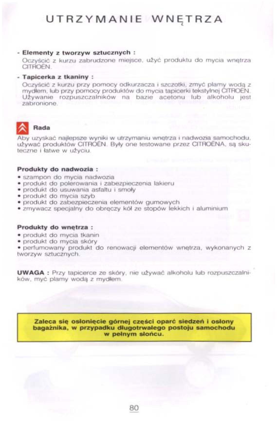 Citroen Xantia I 1 instrukcja obslugi / page 76