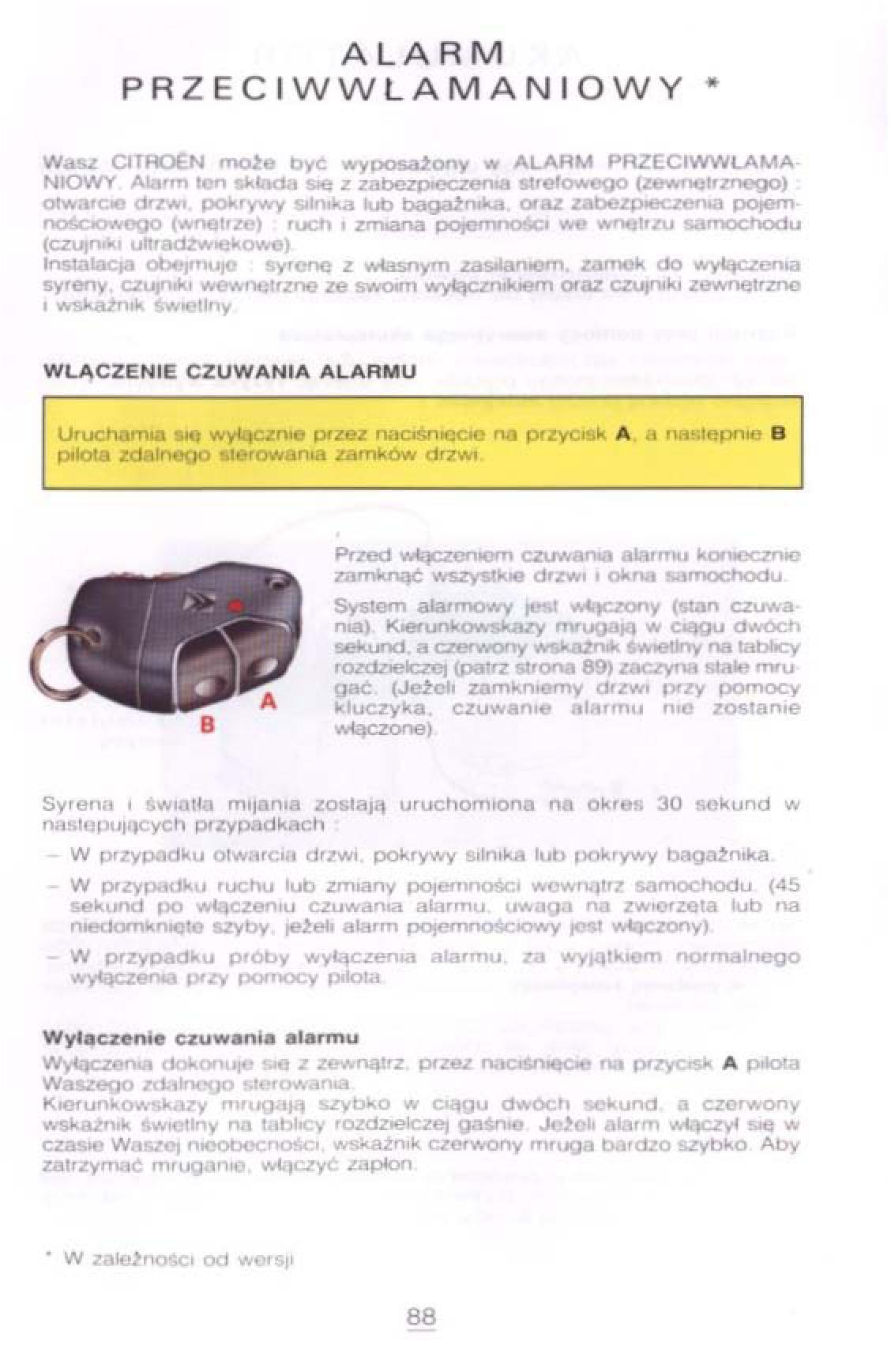 Citroen Xantia I 1 instrukcja obslugi / page 84