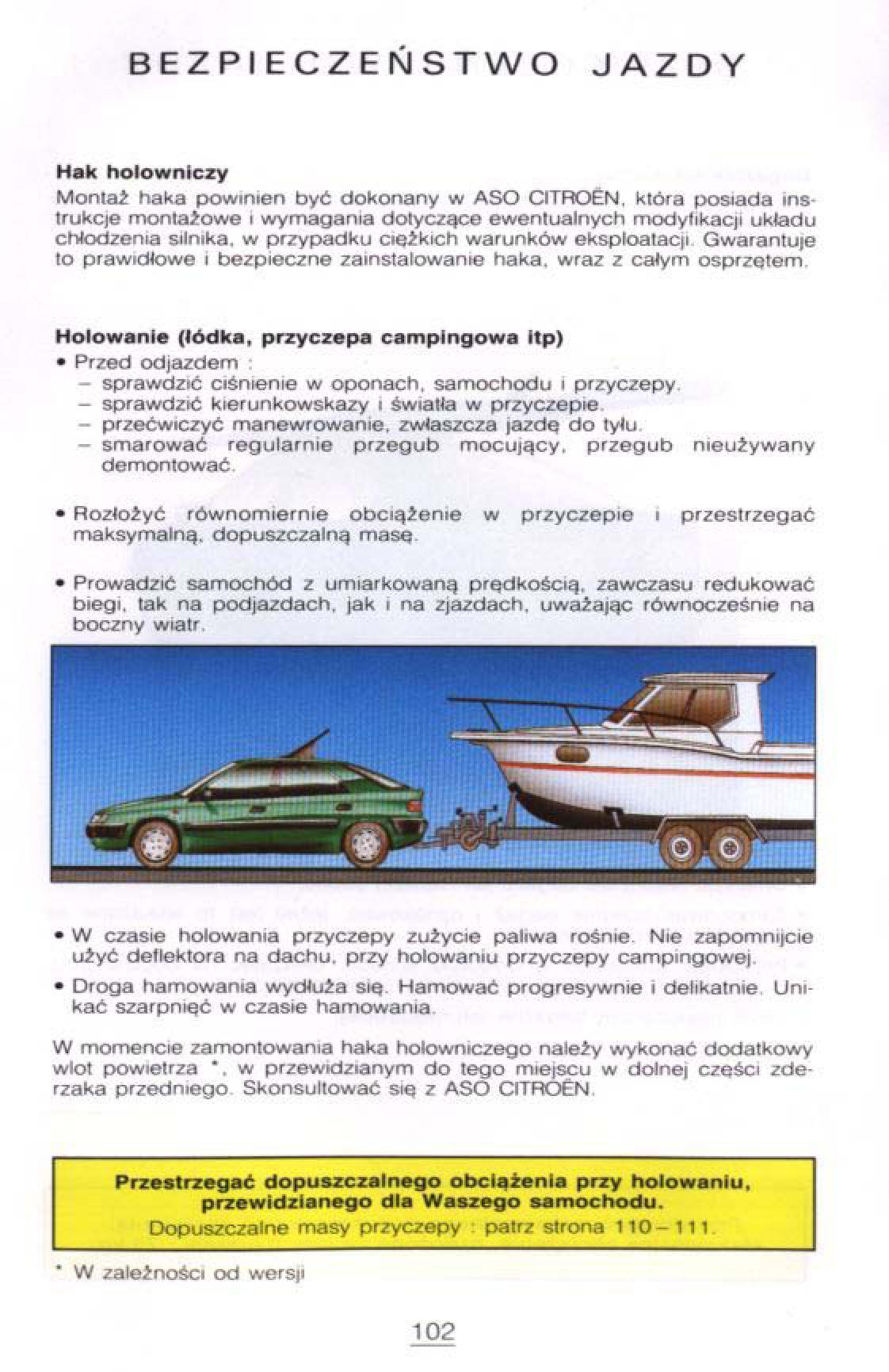 Citroen Xantia I 1 instrukcja obslugi / page 98