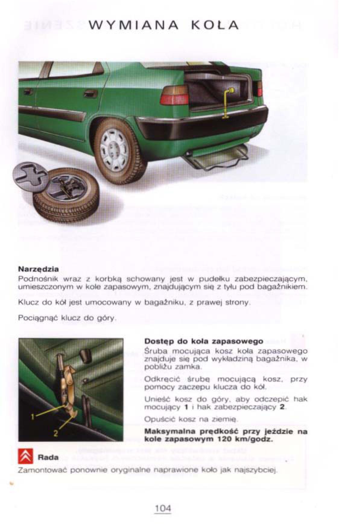 Citroen Xantia I 1 instrukcja obslugi / page 100