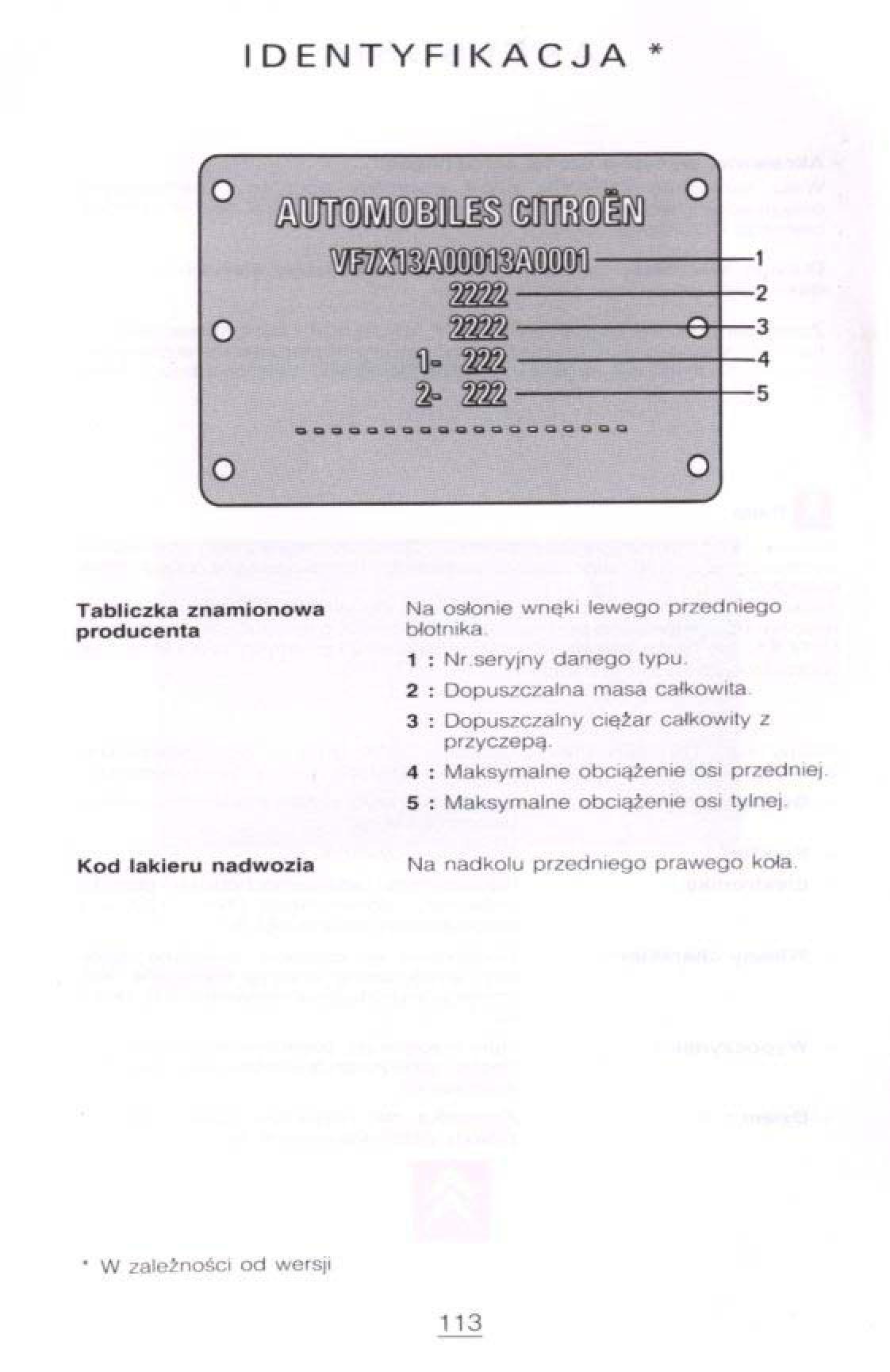 Citroen Xantia I 1 instrukcja obslugi / page 108