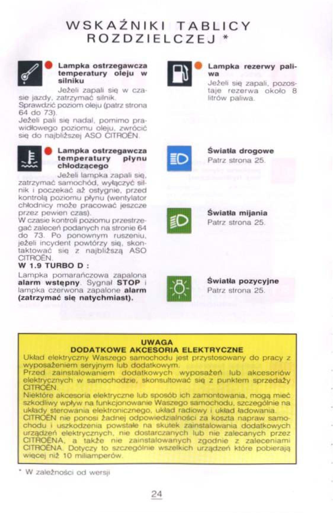 Citroen Xantia I 1 instrukcja obslugi / page 25