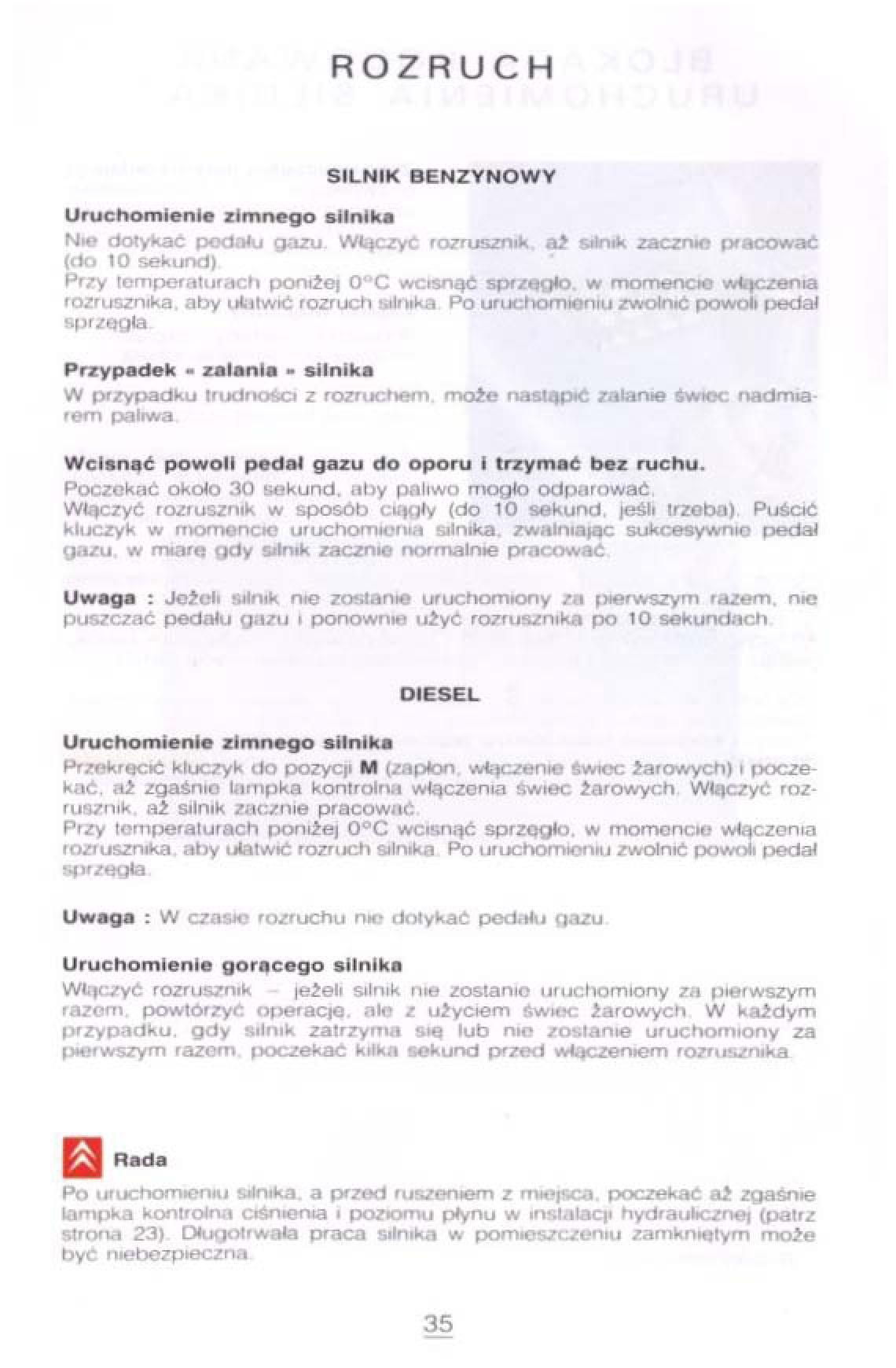 Citroen Xantia I 1 instrukcja obslugi / page 35