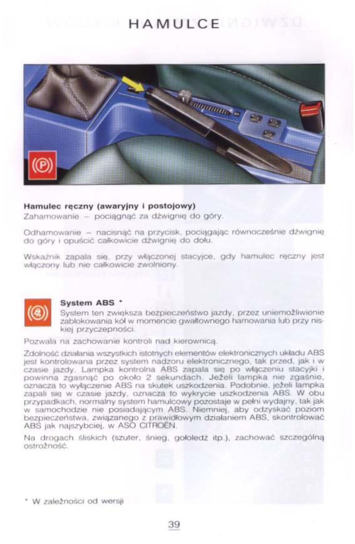 Citroen Xantia I 1 instrukcja obslugi / page 39