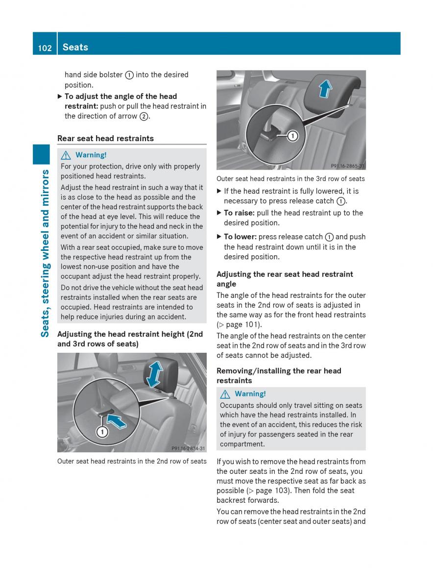 manual  Mercedes Benz R Class owners manual / page 104