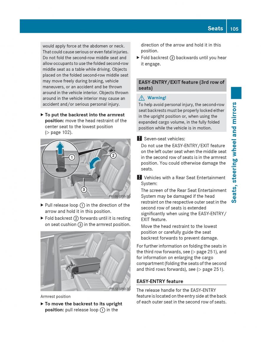 manual  Mercedes Benz R Class owners manual / page 107