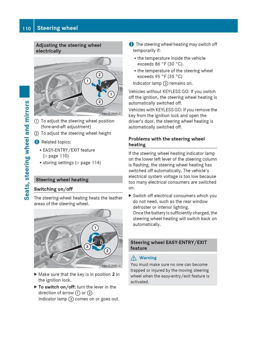 manual  Mercedes Benz R Class owners manual / page 112