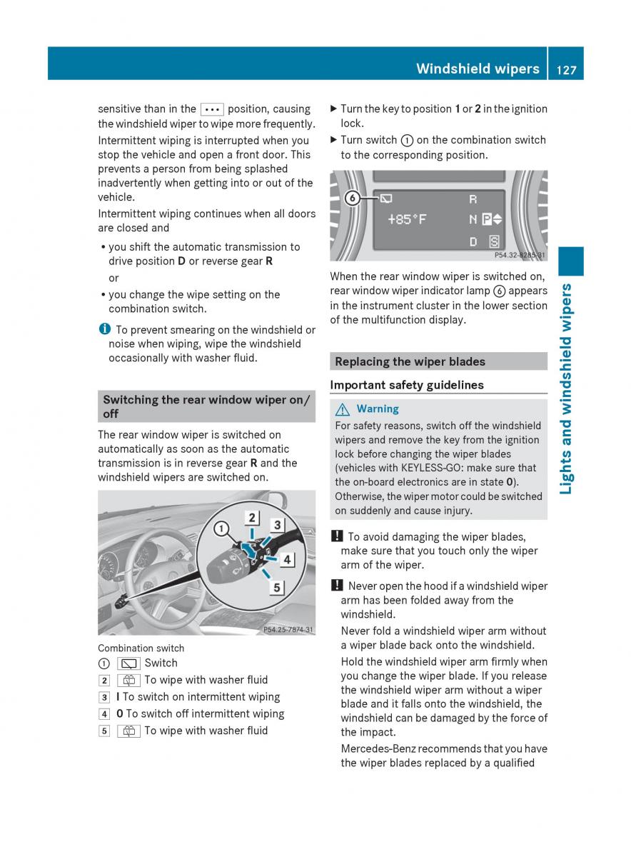 manual  Mercedes Benz R Class owners manual / page 129