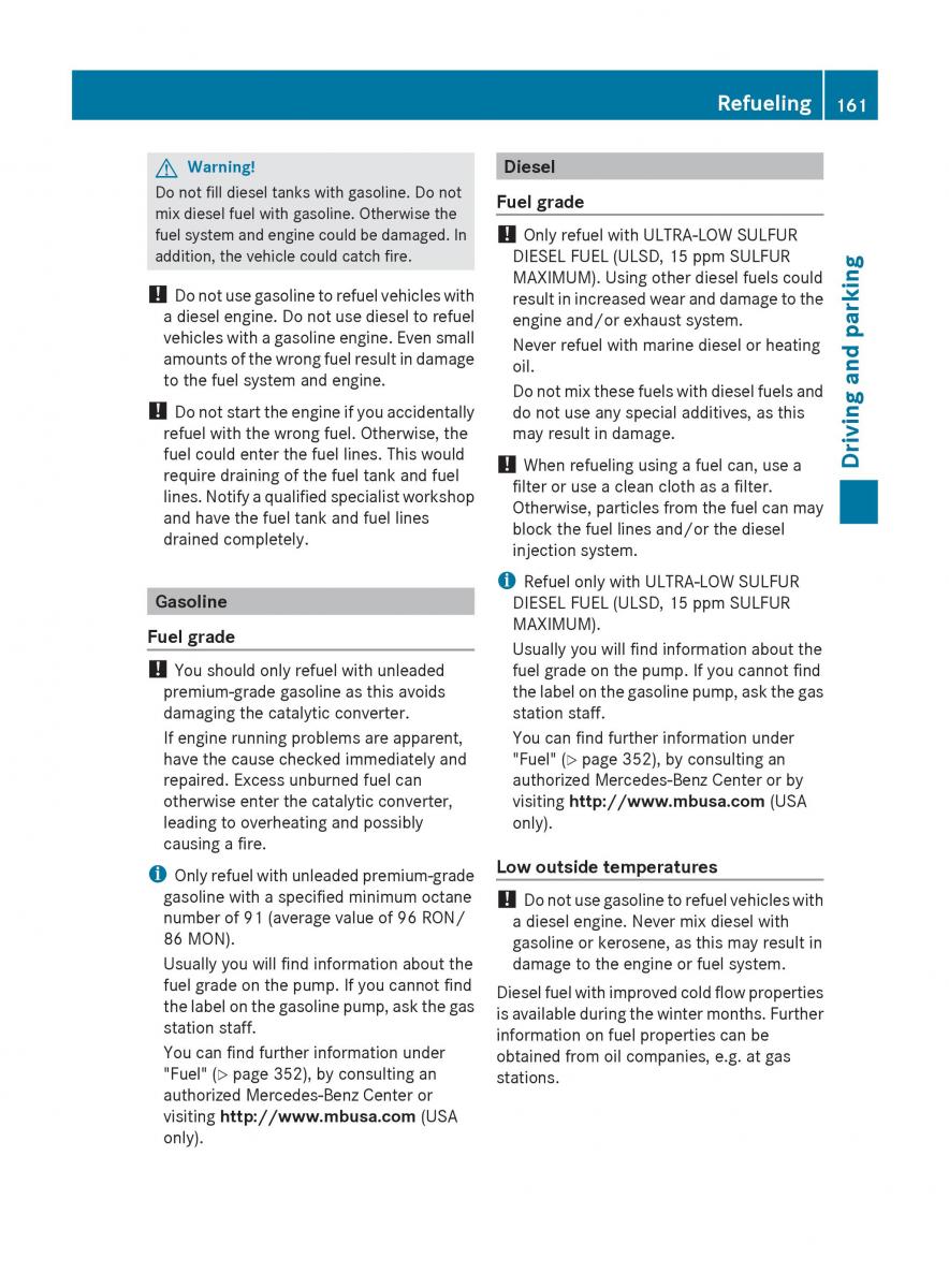 manual  Mercedes Benz R Class owners manual / page 163