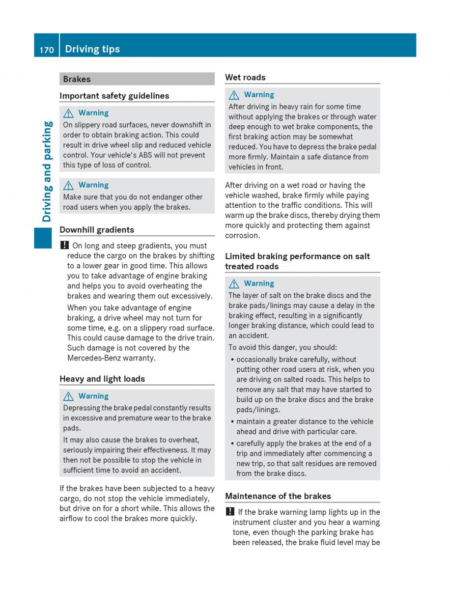 manual  Mercedes Benz R Class owners manual / page 172