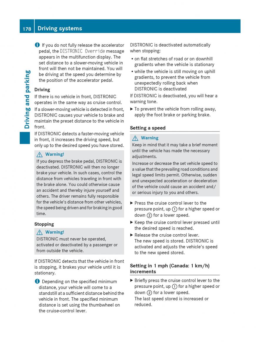 manual  Mercedes Benz R Class owners manual / page 180