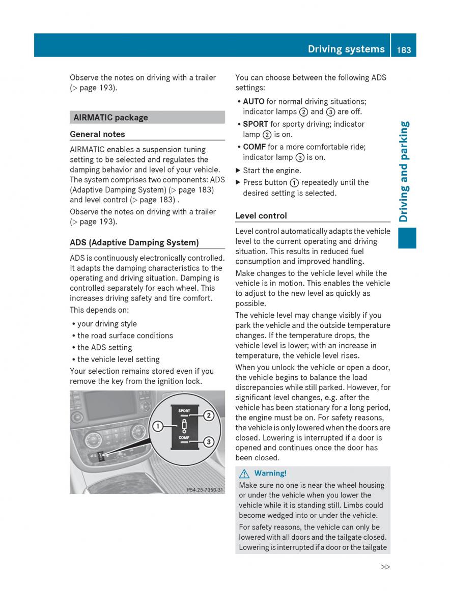 manual  Mercedes Benz R Class owners manual / page 185