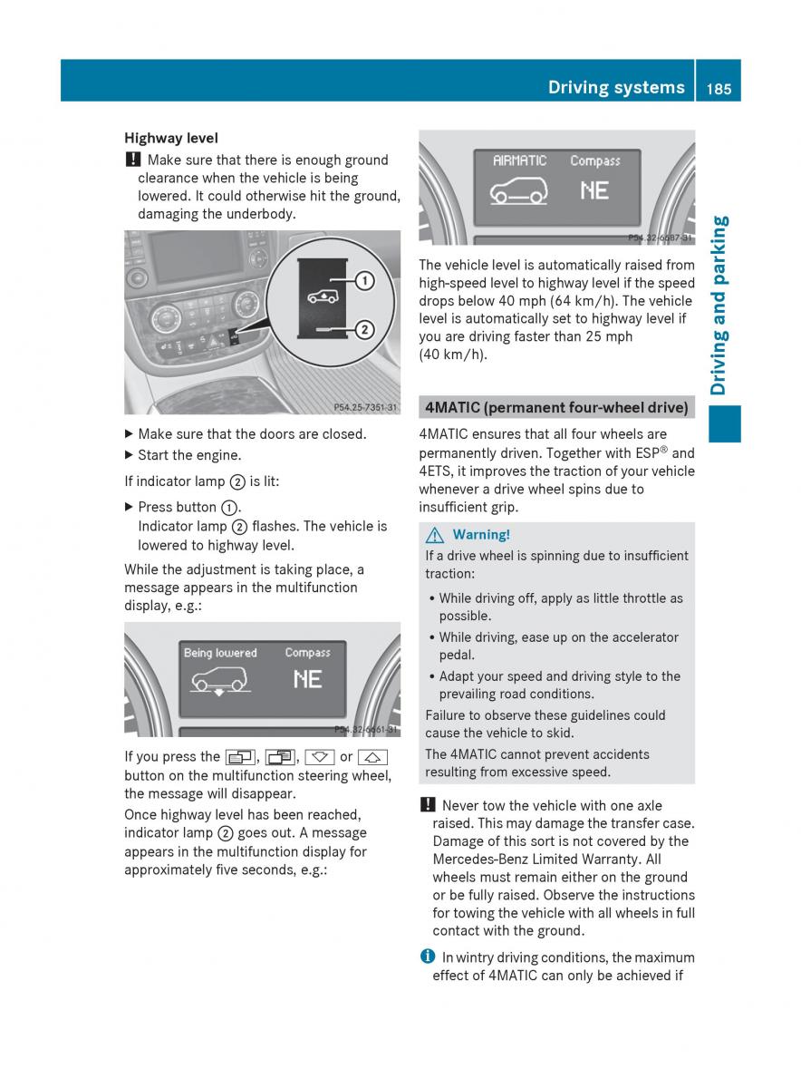 manual  Mercedes Benz R Class owners manual / page 187