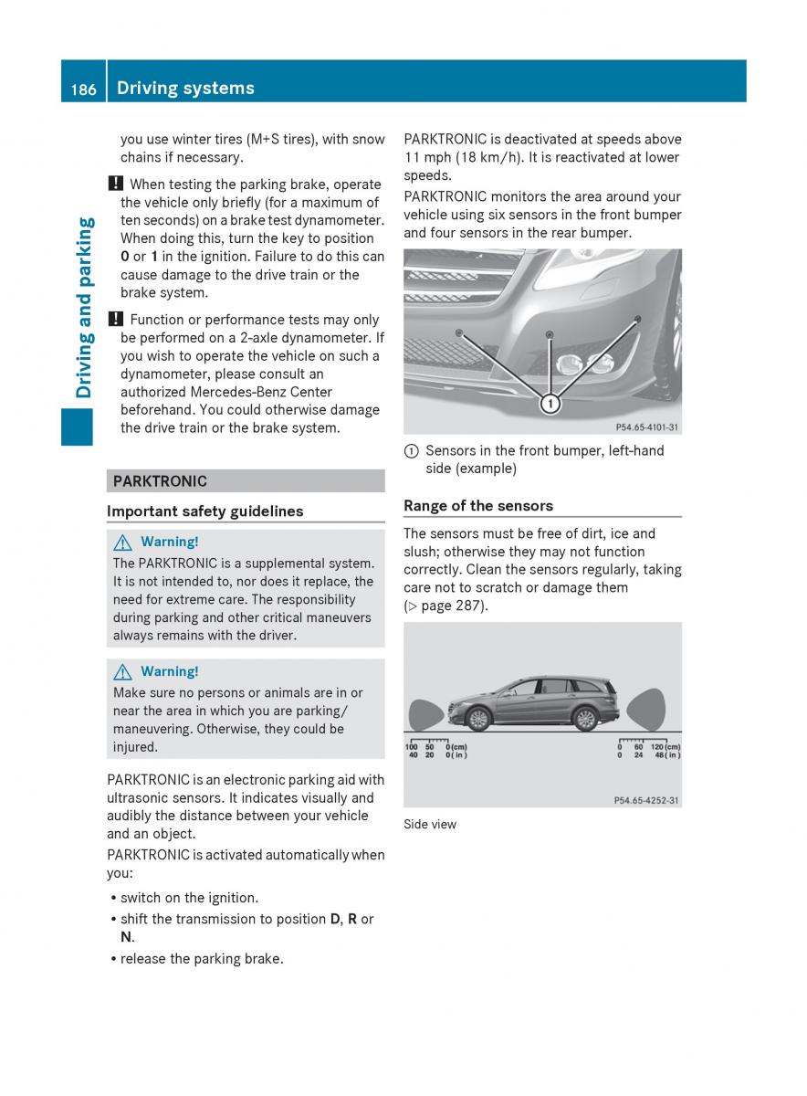 manual  Mercedes Benz R Class owners manual / page 188