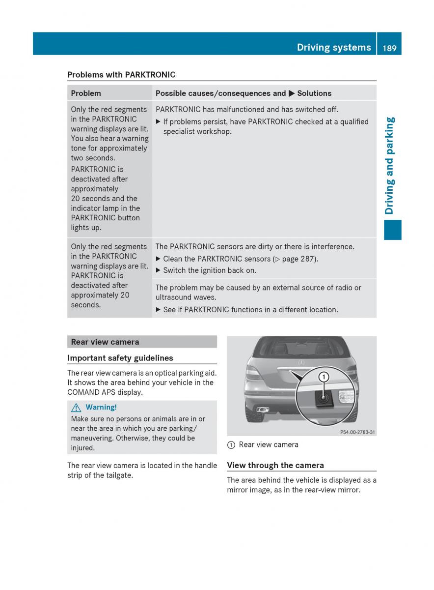 manual  Mercedes Benz R Class owners manual / page 191