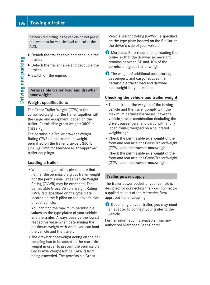 manual  Mercedes Benz R Class owners manual / page 198