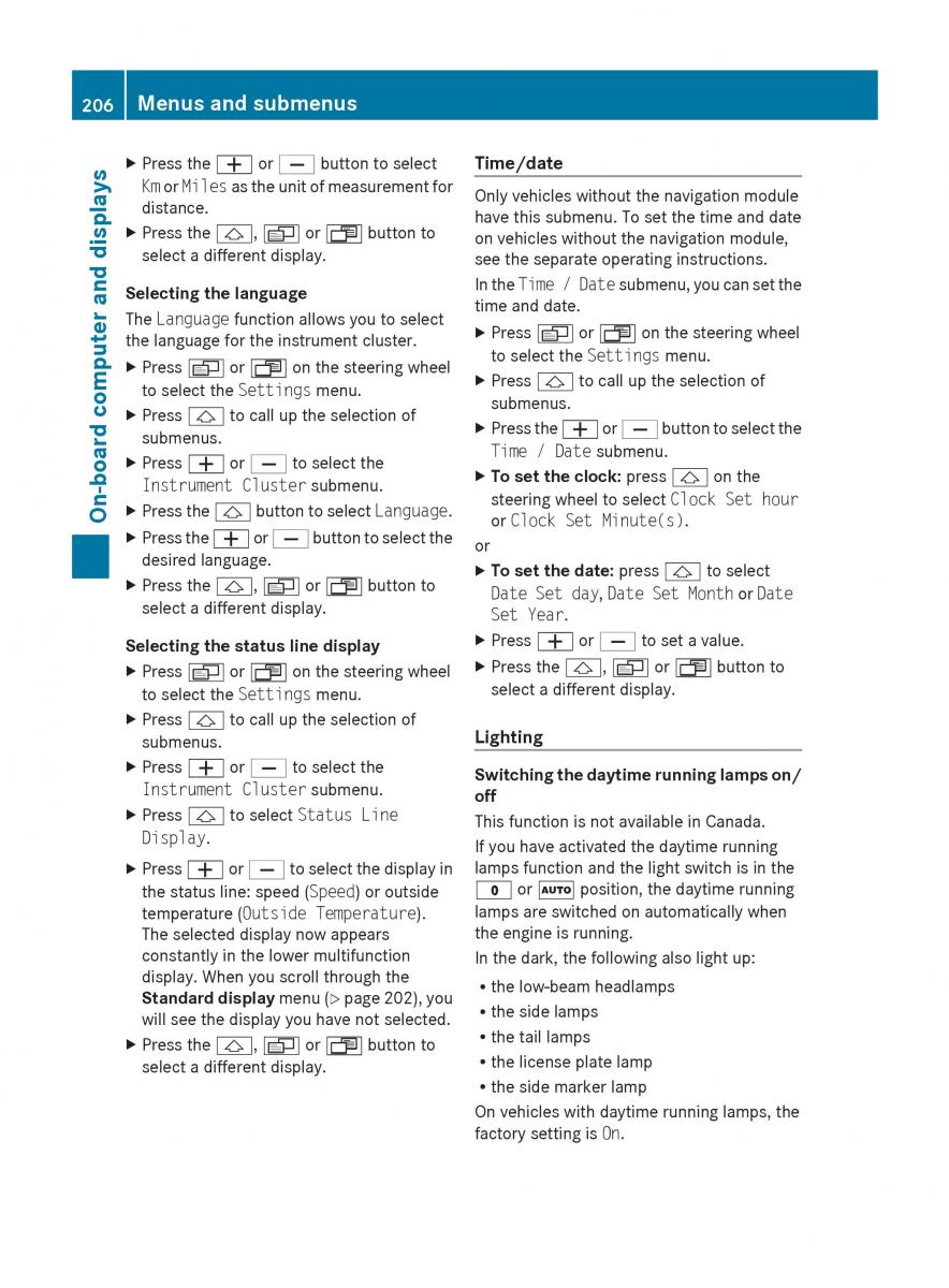 manual  Mercedes Benz R Class owners manual / page 208