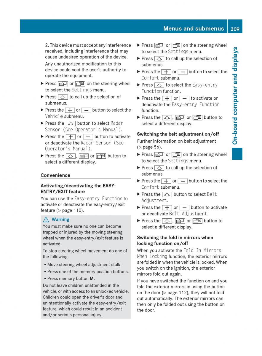 manual  Mercedes Benz R Class owners manual / page 211