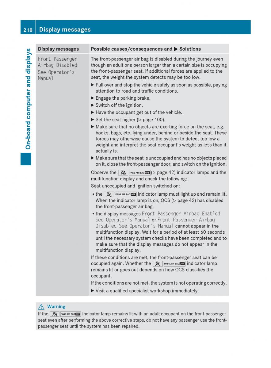 manual  Mercedes Benz R Class owners manual / page 220