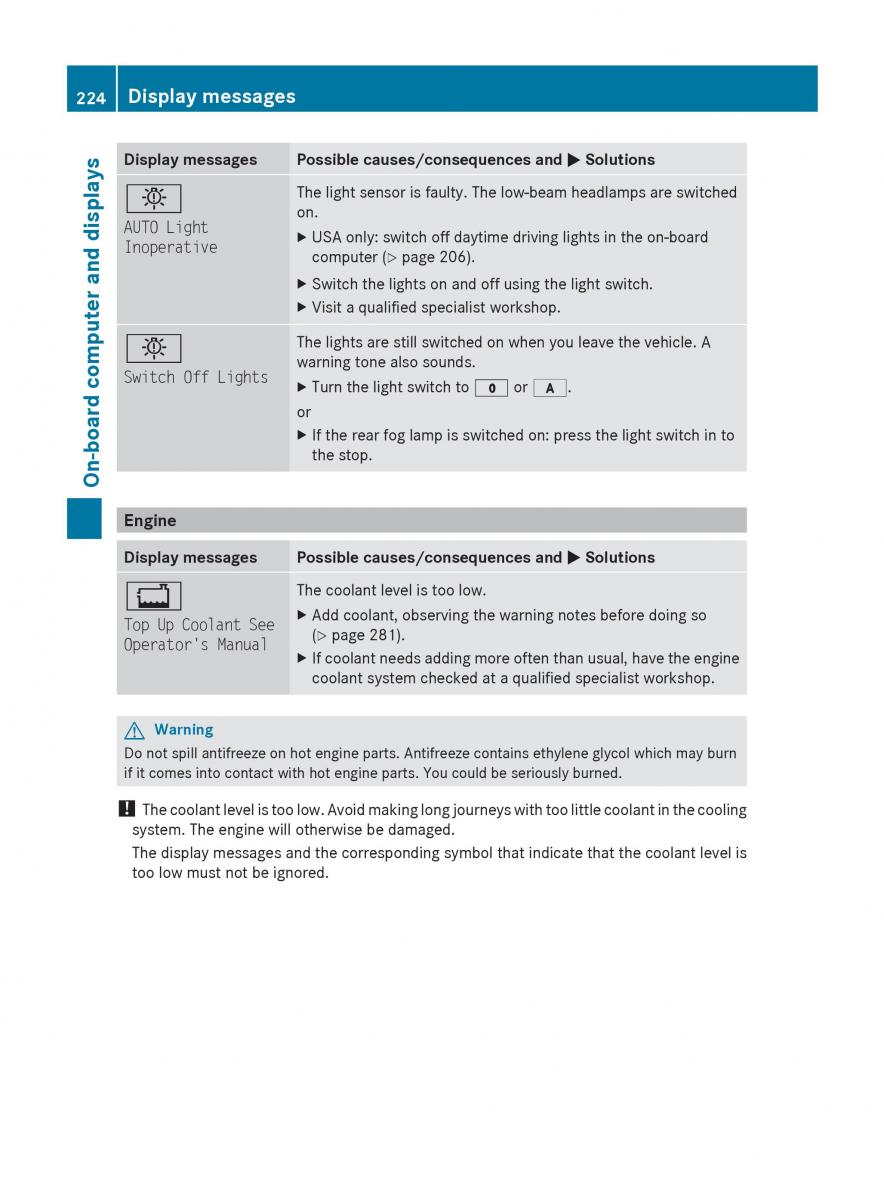 manual  Mercedes Benz R Class owners manual / page 226