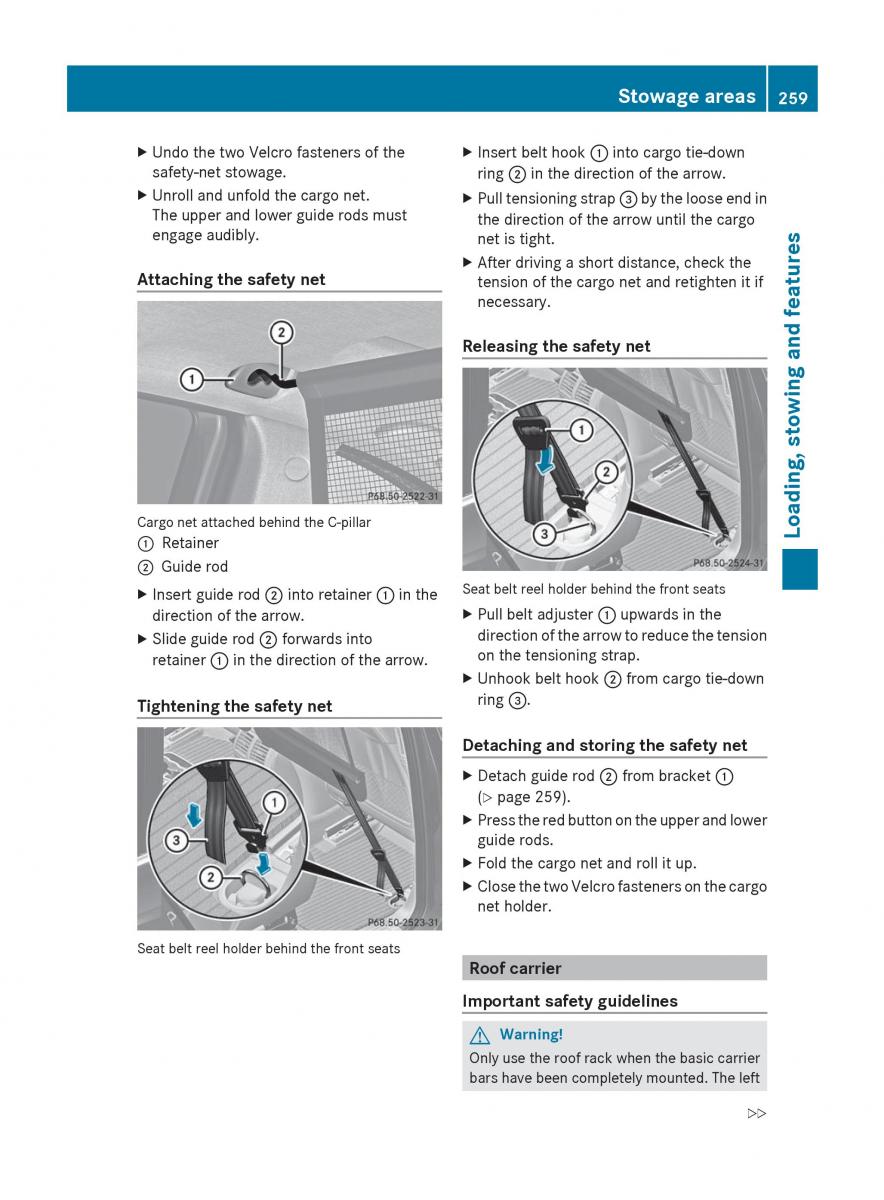 manual  Mercedes Benz R Class owners manual / page 261