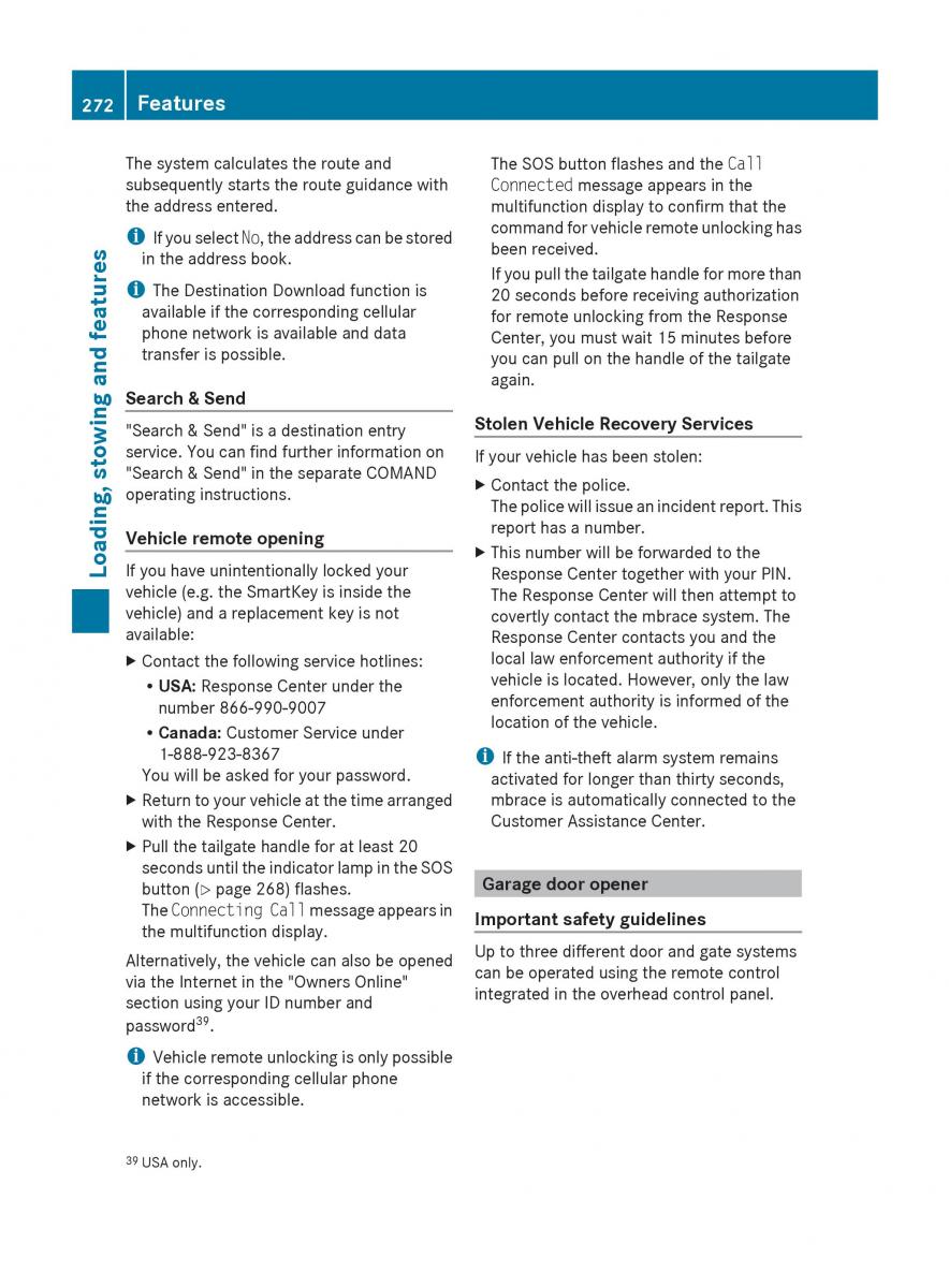 manual  Mercedes Benz R Class owners manual / page 274