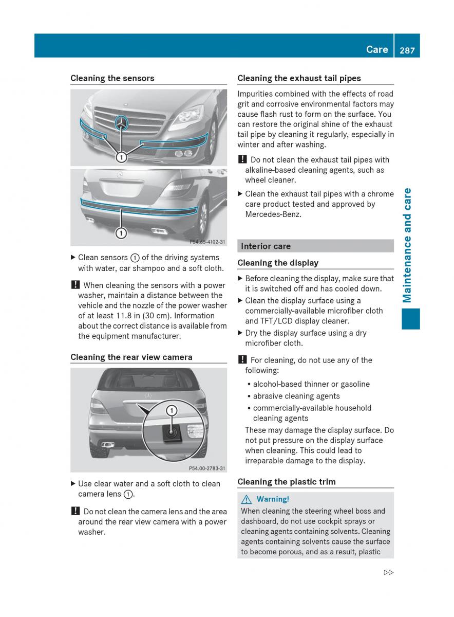 manual  Mercedes Benz R Class owners manual / page 289