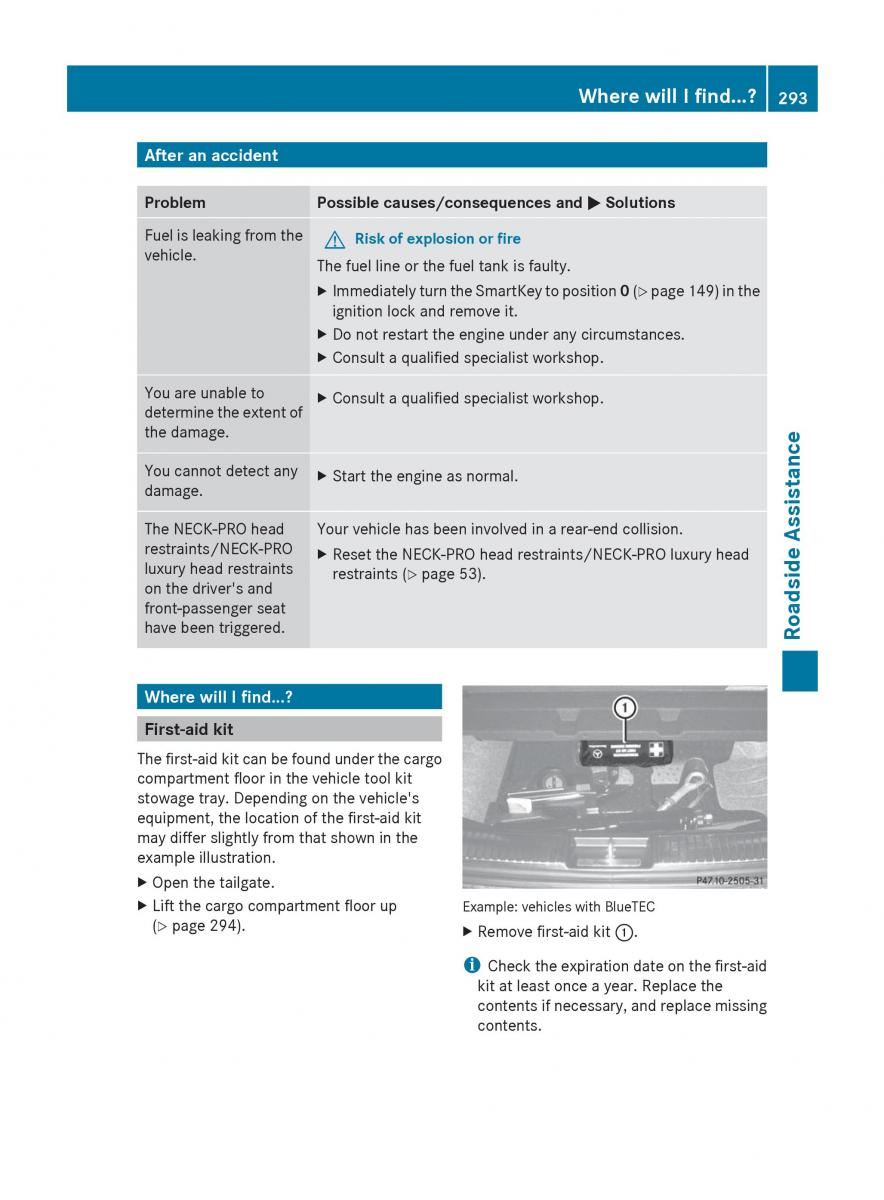 manual  Mercedes Benz R Class owners manual / page 295