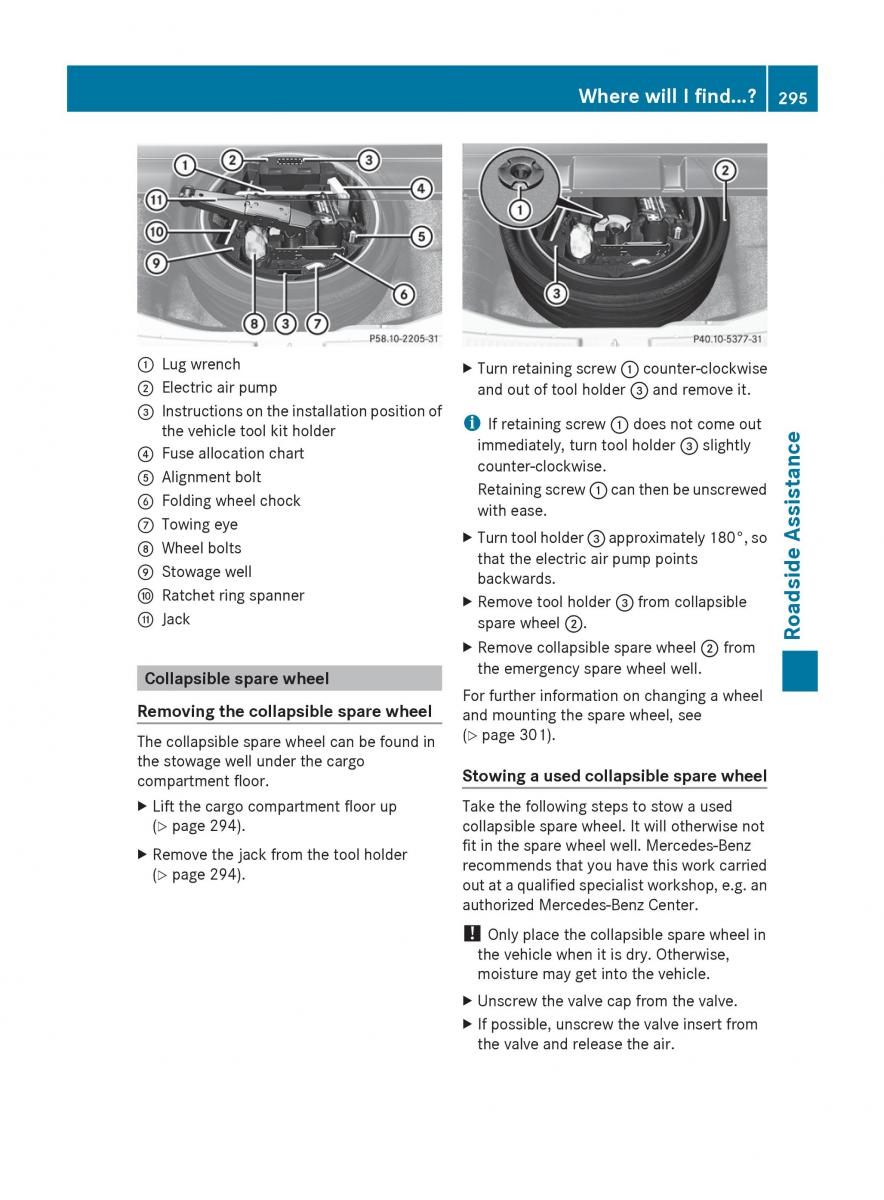 manual  Mercedes Benz R Class owners manual / page 297