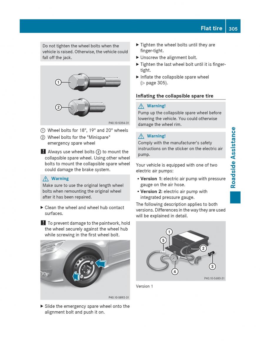 manual  Mercedes Benz R Class owners manual / page 307