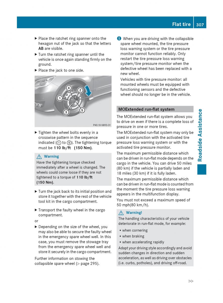 manual  Mercedes Benz R Class owners manual / page 309