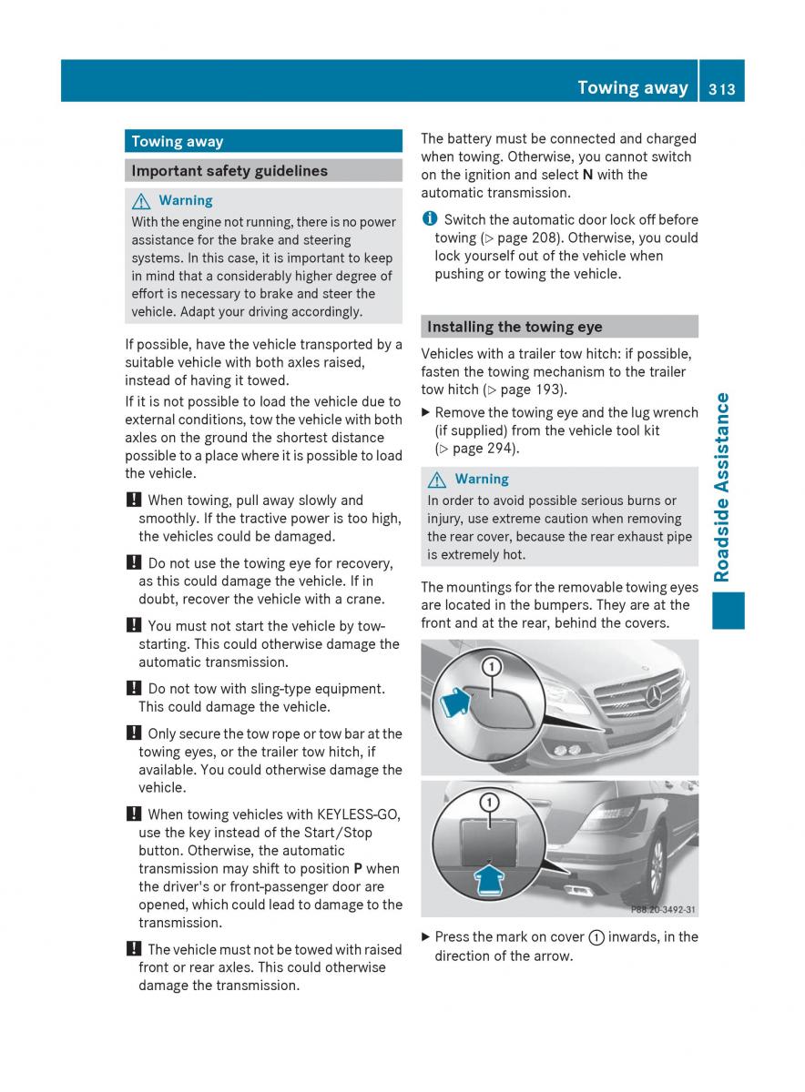 manual  Mercedes Benz R Class owners manual / page 315