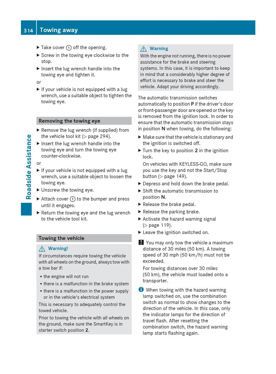 manual  Mercedes Benz R Class owners manual / page 316