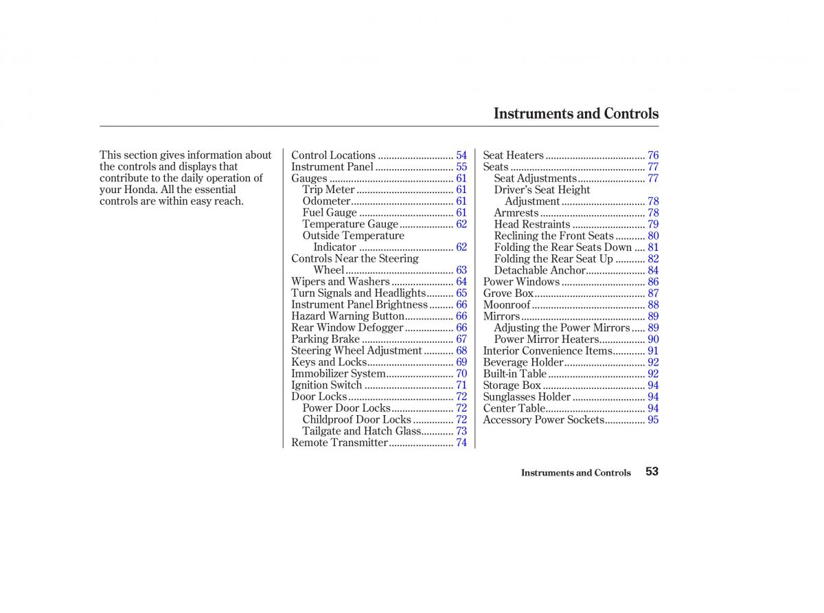 Honda CR V II 2 owners manual / page 58