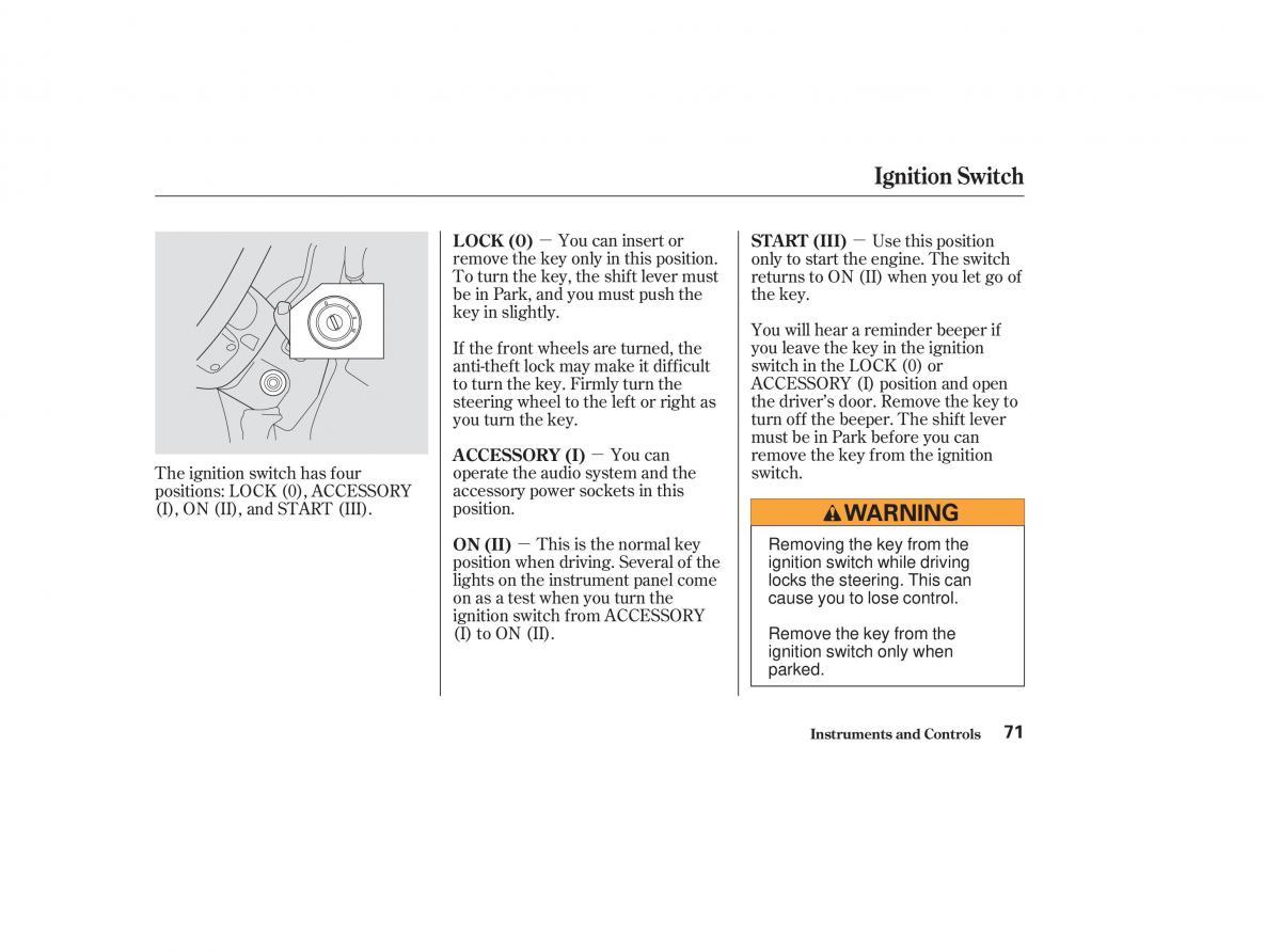 Honda CR V II 2 owners manual / page 76